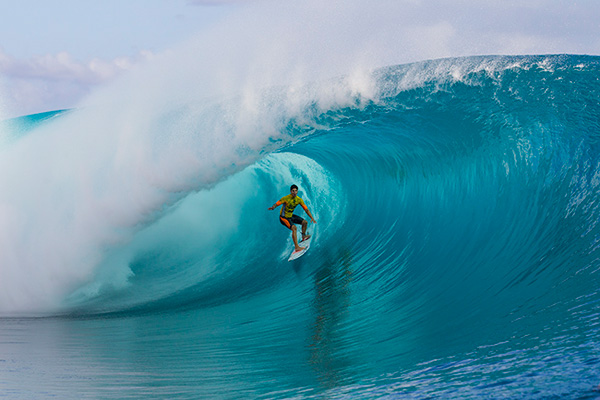 Gabriel Medina storms to victory after dispatching Kelly Slater at the Billabong Pro Tahiti. Image: ASP/ Kirstin Scholtz. 